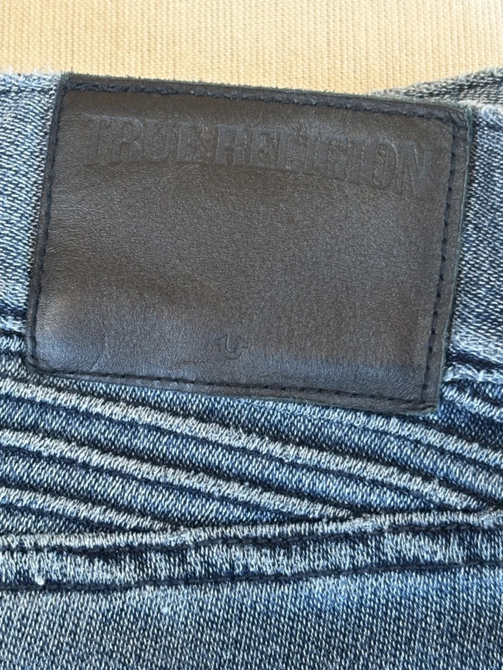True Religion Rocco Moto Relaxed Skinny Jeans Blue Denim Men’s Size 32
